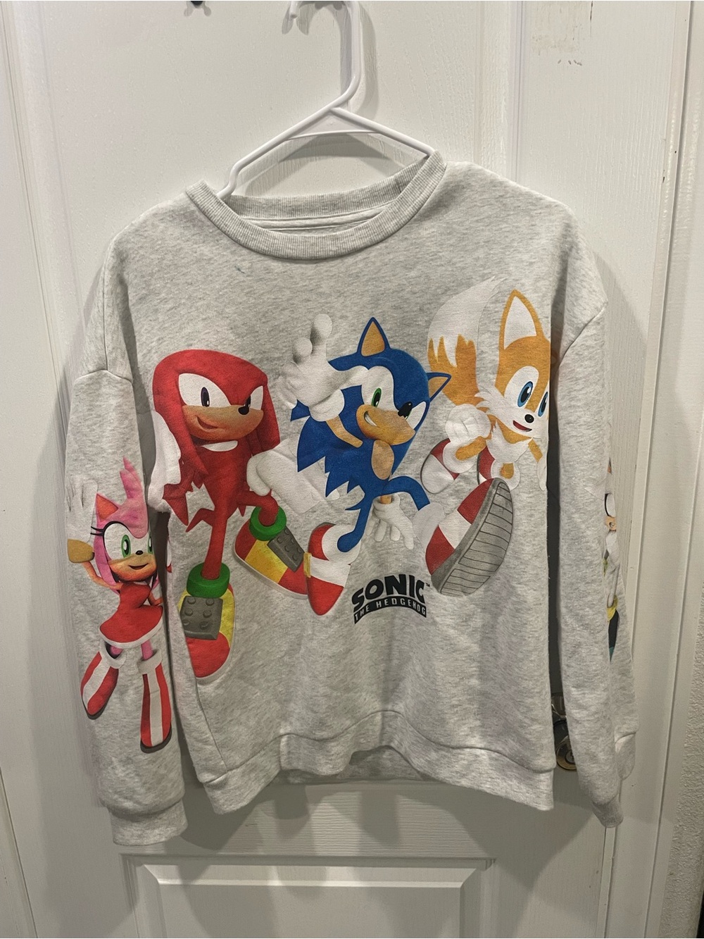 Sonic The Hedgehog Crewneck Sweatshirt - Heather Gray with Colorful Characters